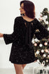 Long Bell Sleeve Sequin Shift Dress