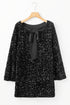 Long Bell Sleeve Sequin Shift Dress