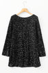 Long Bell Sleeve Sequin Shift Dress
