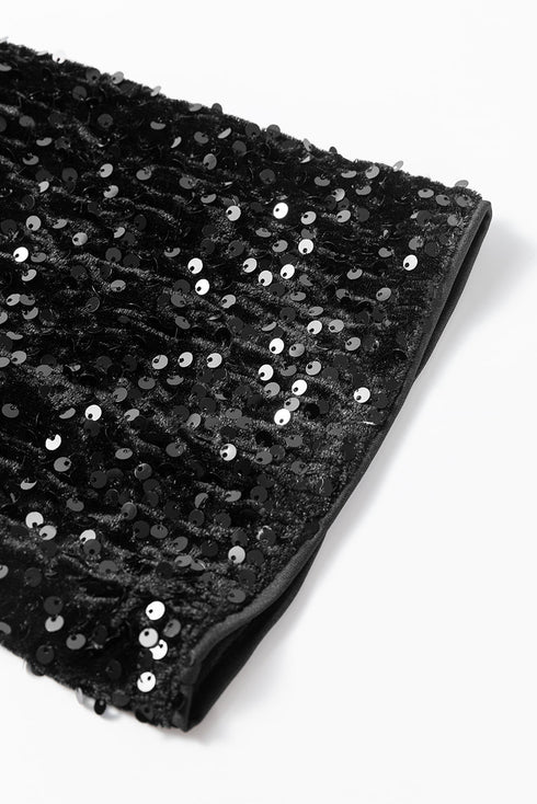 Long Bell Sleeve Sequin Shift Dress