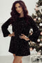 Long Bell Sleeve Sequin Shift Dress