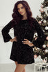 Long Bell Sleeve Sequin Shift Dress
