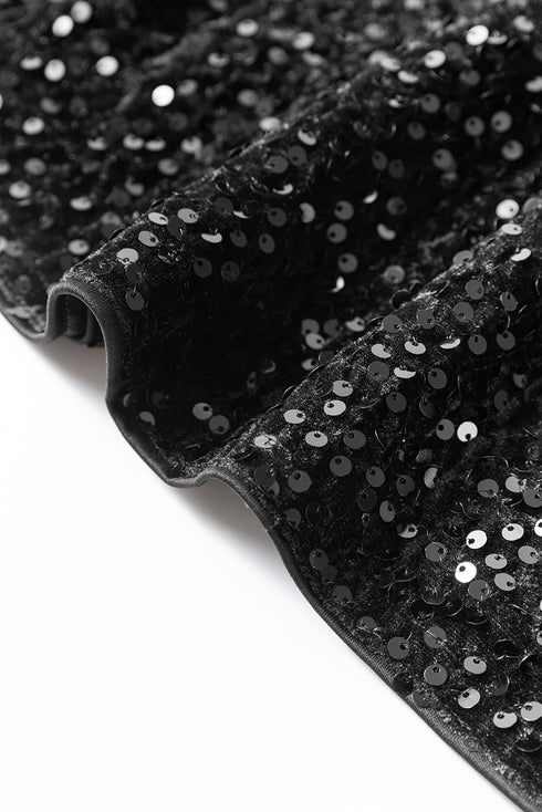 Long Bell Sleeve Sequin Shift Dress