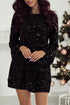 Long Bell Sleeve Sequin Shift Dress
