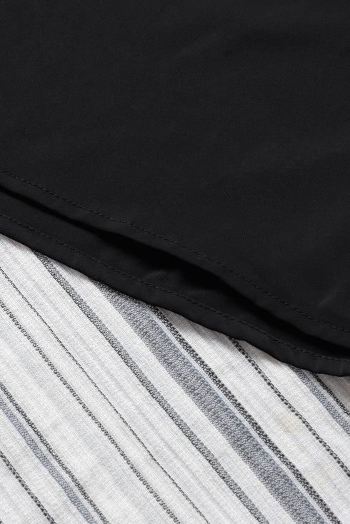 Long Bubble Sleeve Mock Neck Chiffon Blouse