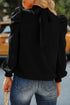 Long Bubble Sleeve Mock Neck Chiffon Blouse
