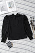 Long Bubble Sleeve Mock Neck Chiffon Blouse