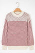 Long Cuff Balloon Sleeve Geometric Knit Sweater