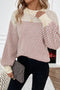 Long Cuff Balloon Sleeve Geometric Knit Sweater