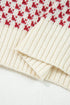 Long Cuff Balloon Sleeve Geometric Knit Sweater