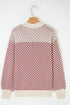 Long Cuff Balloon Sleeve Geometric Knit Sweater