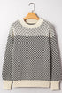 Long Cuff Balloon Sleeve Geometric Knit Sweater