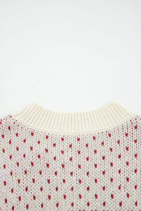Long Cuff Balloon Sleeve Geometric Knit Sweater
