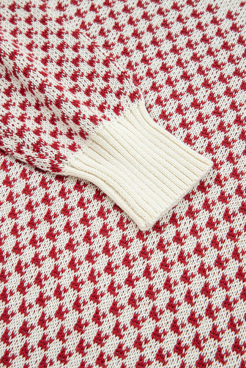 Long Cuff Balloon Sleeve Geometric Knit Sweater