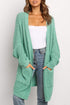 Long Line Open Front Knitted Cardigan With Pockets