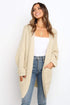 Long Line Open Front Knitted Cardigan With Pockets