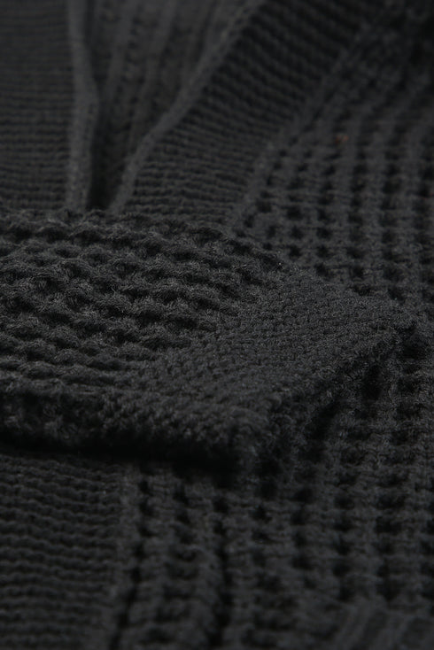 Long Line Open Front Knitted Cardigan With Pockets