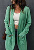 Long Line Open Front Knitted Cardigan With Pockets