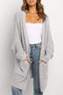 Long Line Open Front Knitted Cardigan With Pockets