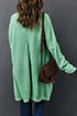 Long Line Open Front Knitted Cardigan With Pockets