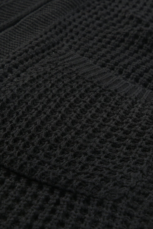 Long Line Open Front Knitted Cardigan With Pockets