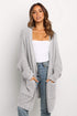 Long Line Open Front Knitted Cardigan With Pockets