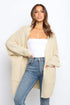 Long Line Open Front Knitted Cardigan With Pockets