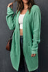 Long Line Open Front Knitted Cardigan With Pockets