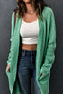 Long Line Open Front Knitted Cardigan With Pockets