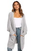 Long Line Open Front Knitted Cardigan With Pockets