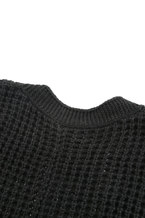 Long Line Open Front Knitted Cardigan With Pockets