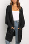 Long Line Open Front Knitted Cardigan With Pockets