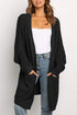 Long Line Open Front Knitted Cardigan With Pockets
