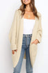Long Line Open Front Knitted Cardigan With Pockets