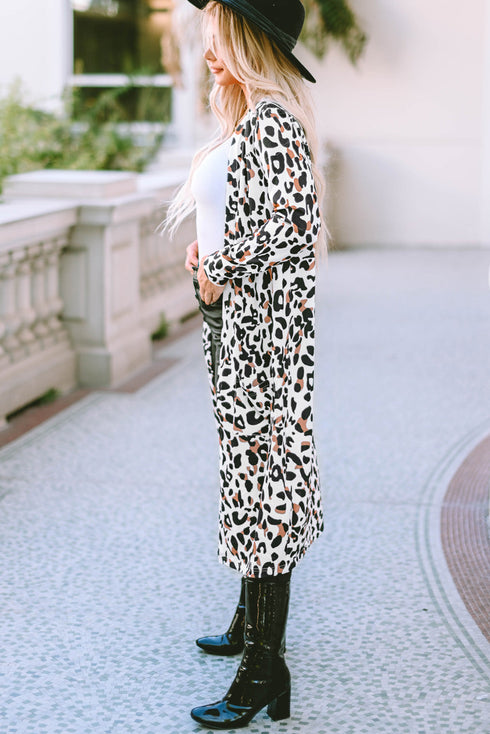 Long Sleeve Animal Print Open Front Duster Cardigan