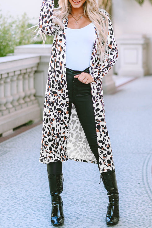 Long Sleeve Animal Print Open Front Duster Cardigan