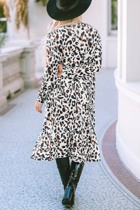 Long Sleeve Animal Print Open Front Duster Cardigan