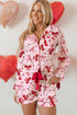 Long Sleeve Bow Print Viscose Shorts Pajama Set