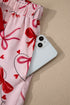 Long Sleeve Bow Print Viscose Shorts Pajama Set