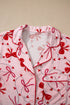 Long Sleeve Bow Print Viscose Shorts Pajama Set