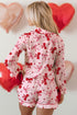 Long Sleeve Bow Print Viscose Shorts Pajama Set