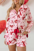 Long Sleeve Bow Print Viscose Shorts Pajama Set