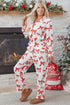 Long Sleeve Bow Print Wide Leg Pajama Set