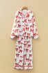 Long Sleeve Bow Print Wide Leg Pajama Set