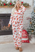 Long Sleeve Bow Print Wide Leg Pajama Set