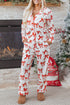Long Sleeve Bow Print Wide Leg Pajama Set
