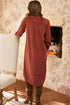 Long Sleeve Button Down Corduroy Midi Dress
