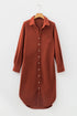 Long Sleeve Button Down Corduroy Midi Dress