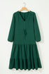 Long Sleeve Button Front Drawstring Waist Maxi Dress
