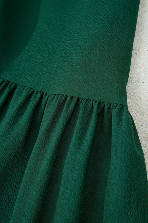 Long Sleeve Button Front Drawstring Waist Maxi Dress